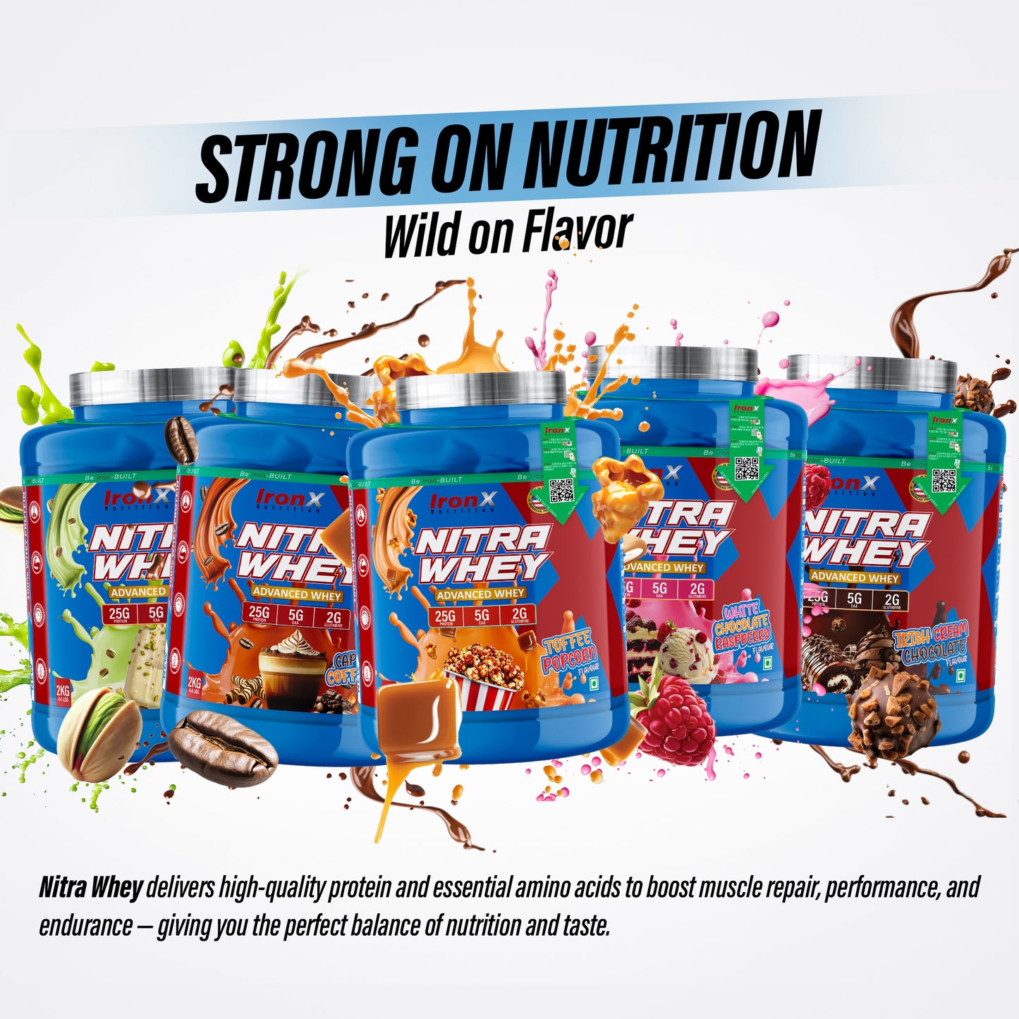 Nitra Whey – Advanced Whey Protein (100% Pure Whey Blend) | Fast Digesting | Muscle Recovery | 25g Protein per Serving | 2KG