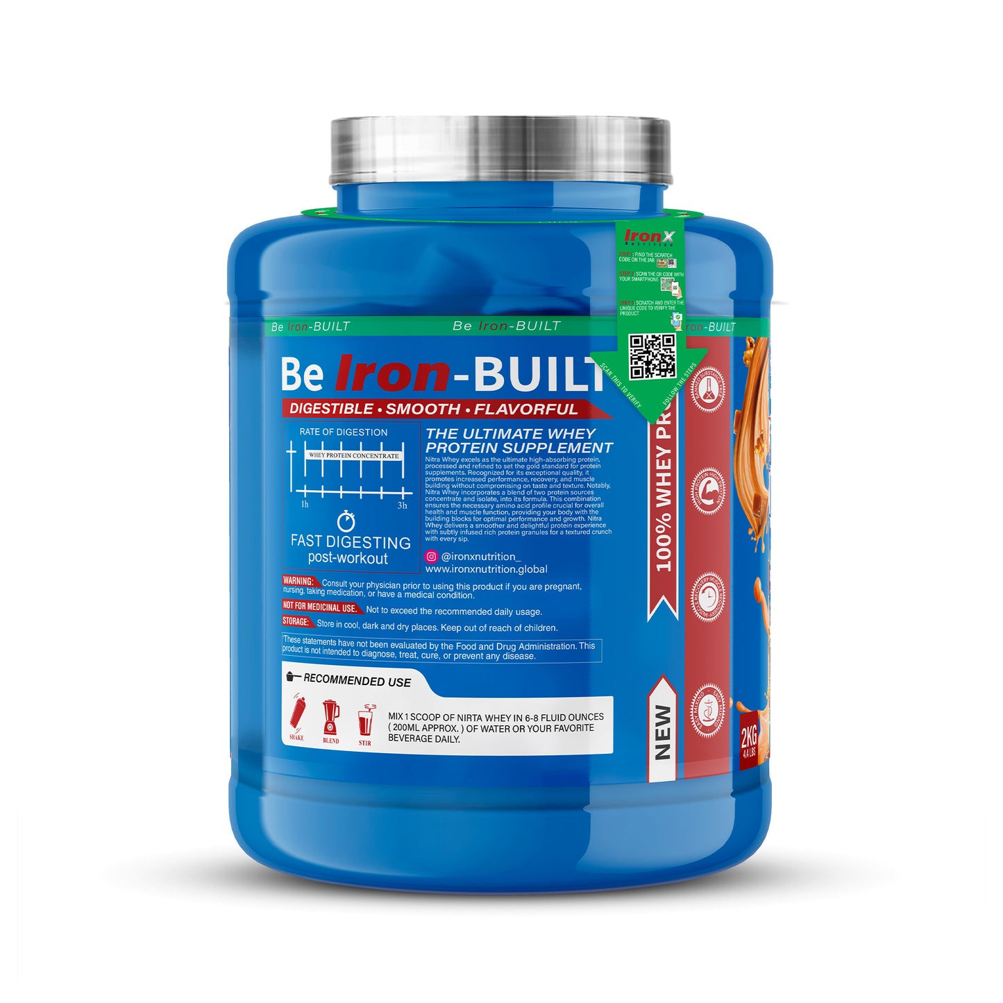 Nitra Whey – Advanced Whey Protein (100% Pure Whey Blend) | Fast Digesting | Muscle Recovery | 25g Protein per Serving | 2KG